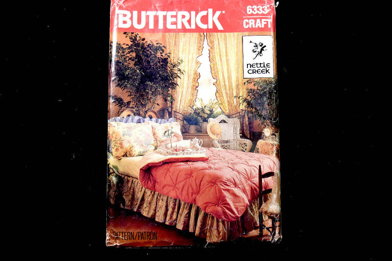 Vintage 1980s Butterick 6333 Nettle Creek Bed Covering Package UNCUT Sewing Pattern - Gathered Pleated Dust Ruffle - Twin Full Queen King