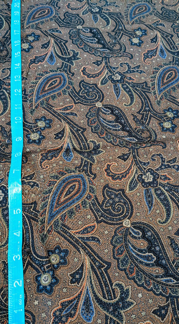 Vintage Brown Paisley Print Wool Twill 56"W - 2 yds