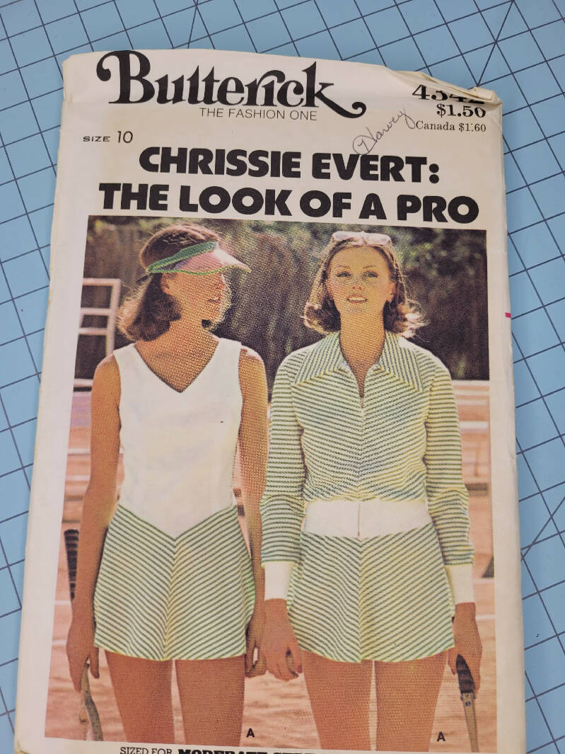 Butterick 4342 Chrissie Evert Tennis Outfit Pattern