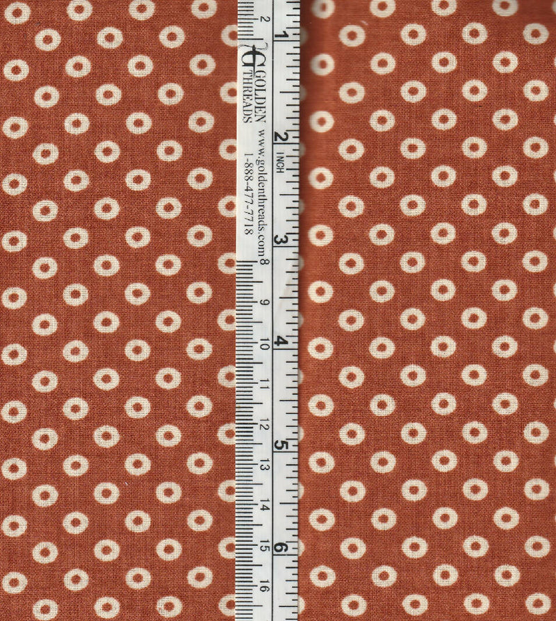 Fabric Dots White on Rust 2.14 yards