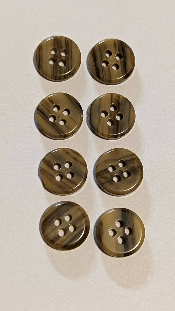 Tan/Brown Striated 8 mm Round Buttons - Set of 8