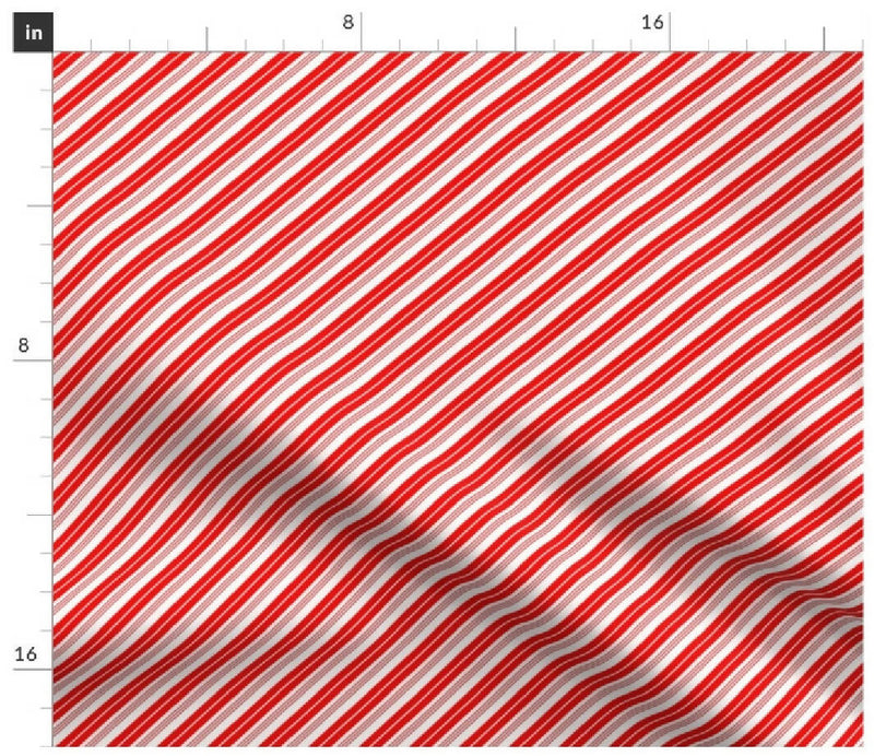 Candy Cane Stripes in Pure Red and White V1 Fabric, FQ, 100% Cotton Spoonflower Fabric