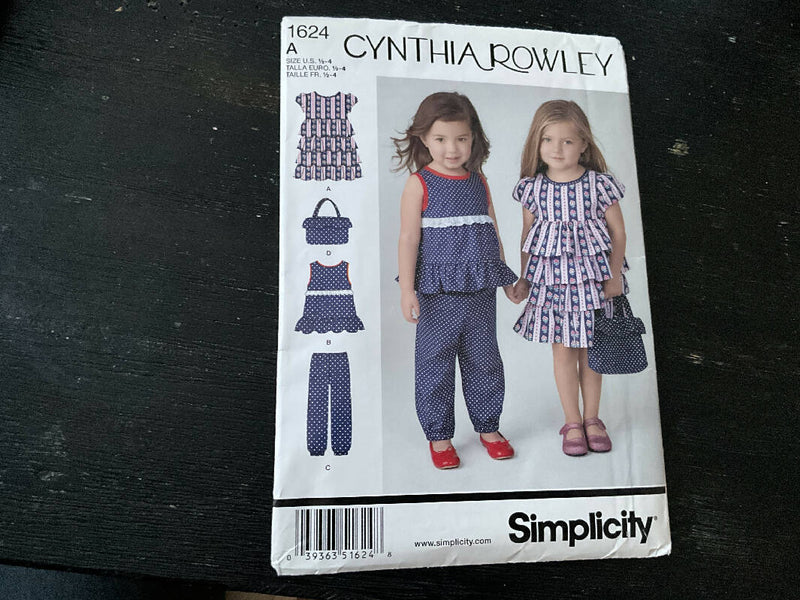 Simplicity 1624 - Cynthia Rowley Child’s Pattern Set, unopened, US Sizes 1/2-4