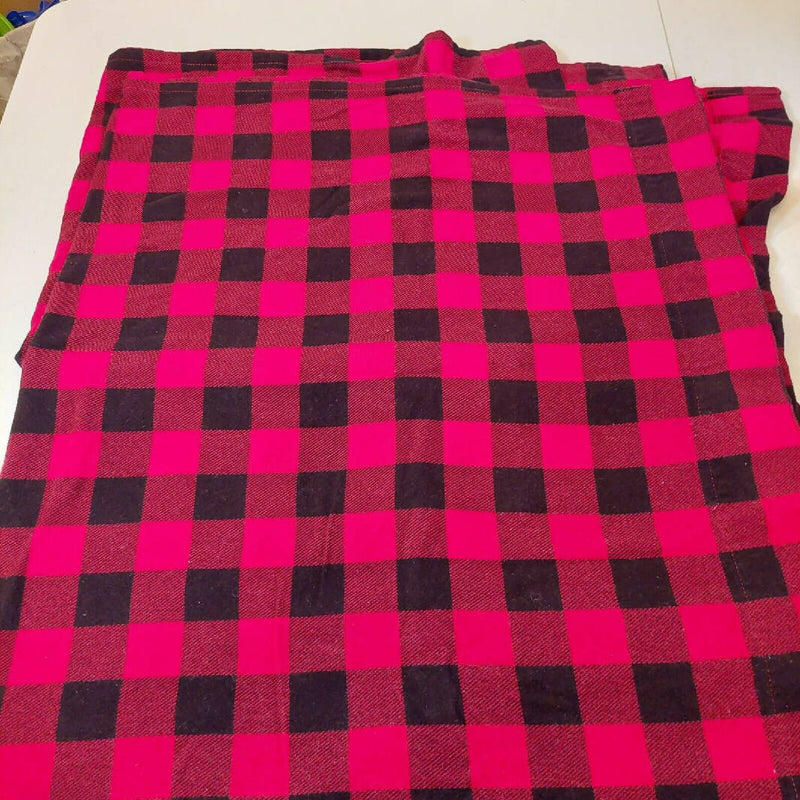 Red Black Buffalo Check Flannel Sheet 94" x 64" Fabric Crafts Christmas Decor