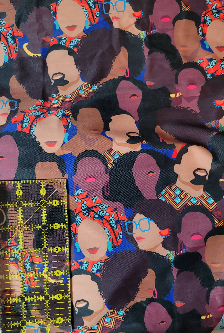 Black History Month (BHM) Faces knit fabric 2 yds