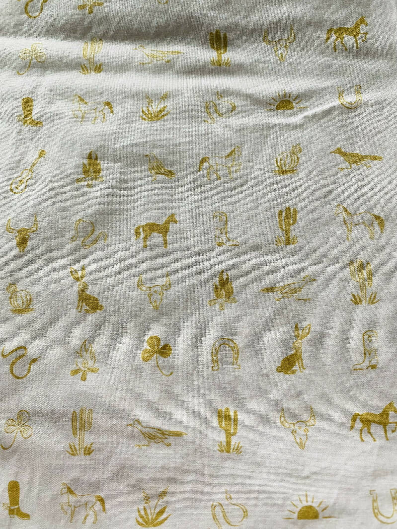 Desert Horses by Carrie Shryock (Wild West Icons, Gold) Paintbrush Studio Fabrics