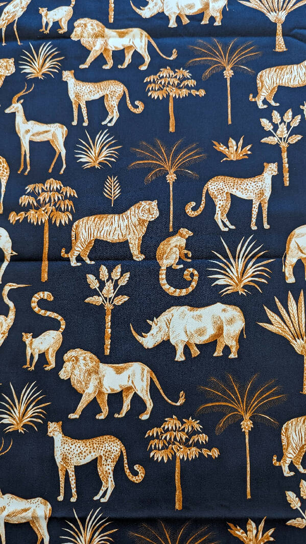 Mood Fabrics In the Wild Midnight Blue Digital Print Stretch Cotton Sateen Woven 58"W - 4 yds