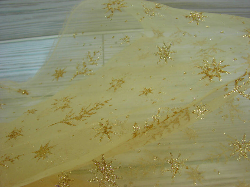 Gold Sheer Glitter Trees - Decor Fabric