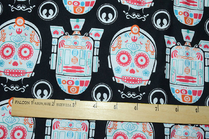 Star Wars C3PO & R2D2 100% Quilting Cotton by the Yard Black & White