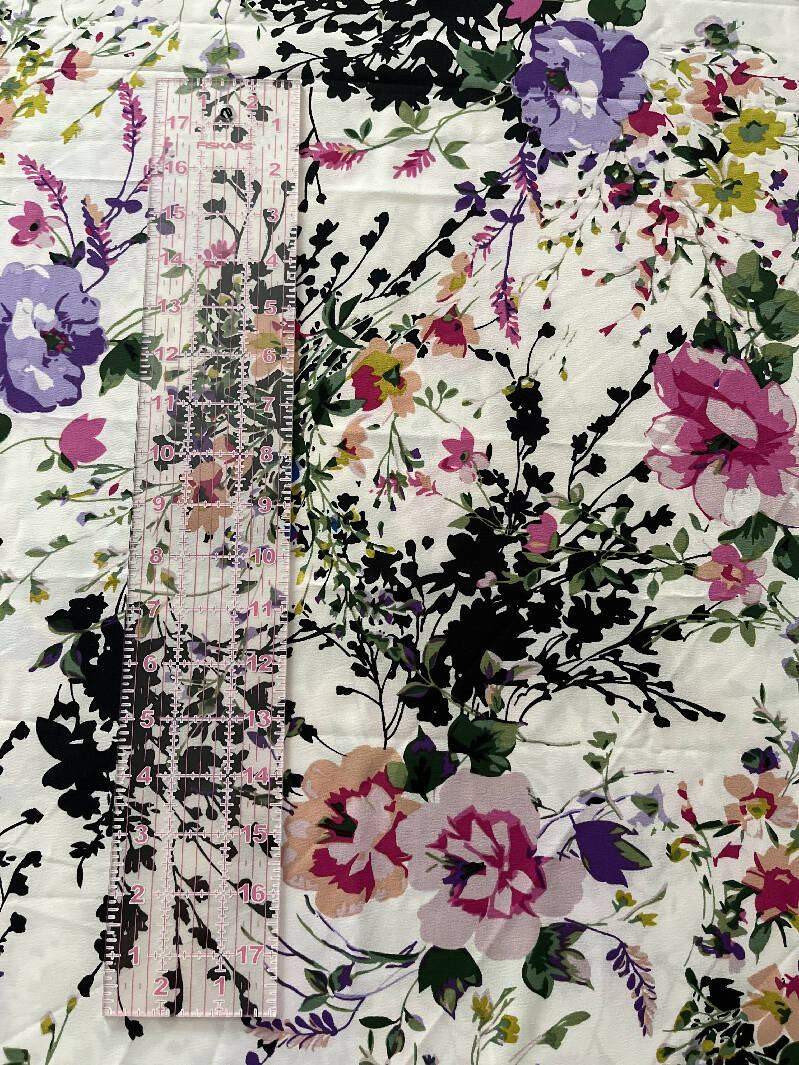 2 yds 60” wide floral polyester crepe