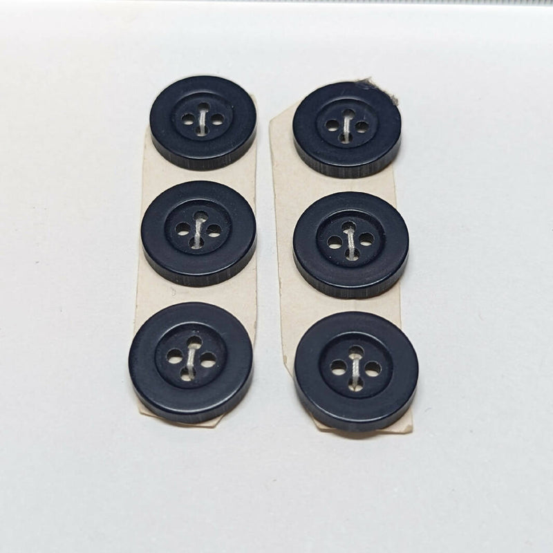 Navy Raised Lip Buttons 16 mm - 6 pieces