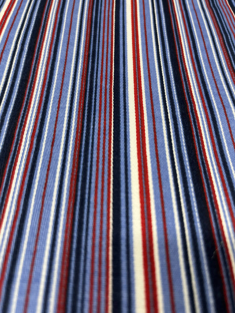 Red white and blue strip stretch twill/denim