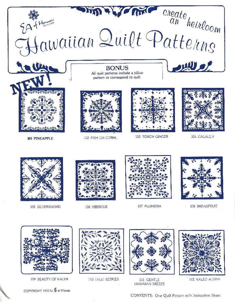 Hawaiian Quilt Patterns Pineapple O Iukika EA of Hawaii