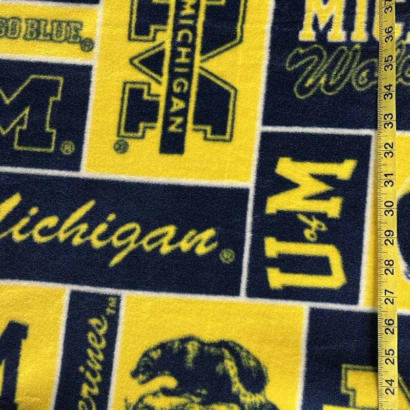 Michigan Wolverines Blue and Yellow Poly Fleece - 2 Yds