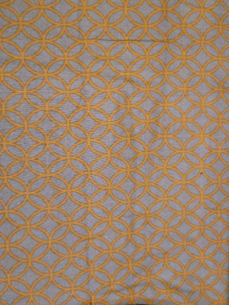 Cotton Fabric in Grey & Orange Design - 2 YDS
