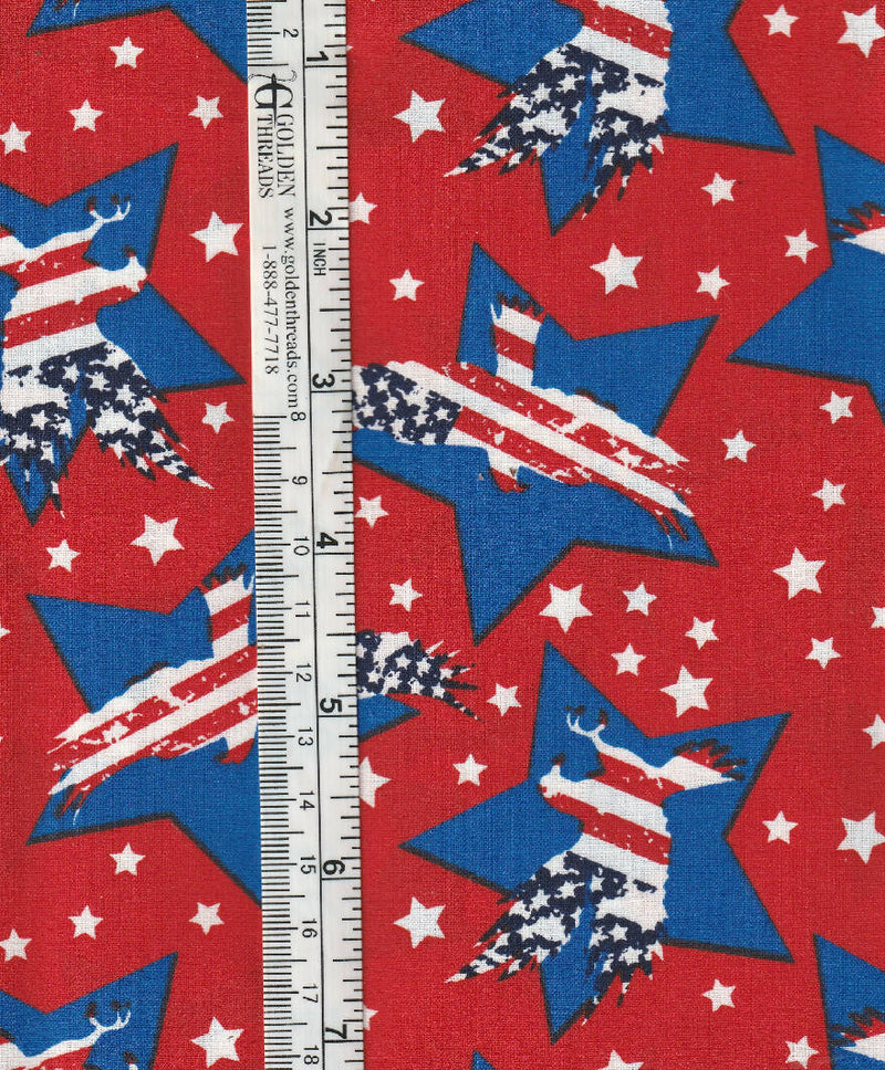 Red White Blue Stars Bundle 4 Different Fabrics Approximately 4.25 yards