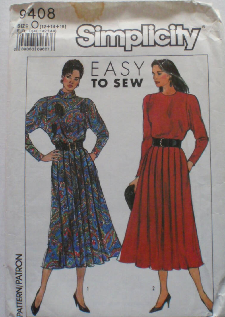 Simplicity 9408 Easy To Sew Dress Pattern - Size 12-14-16, Bust 34-38