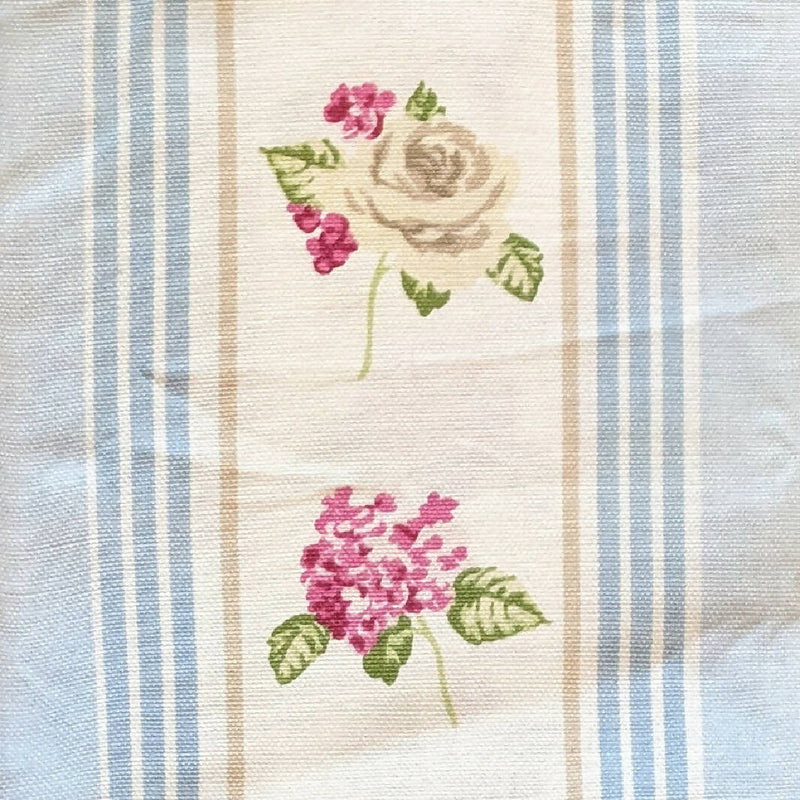 Vintage Florals Soft Canvas Fabric in Light Blue and Beige (23.5X55 in)