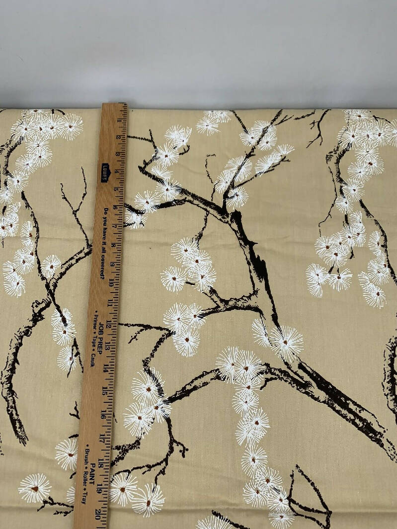 Vintage 1979 Pacific Fabric Printers Designs By Shoji Belge Asian Tree Branches