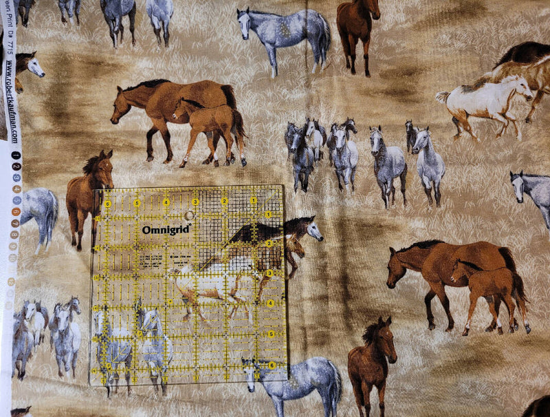 Vintage Robert Kaufman horses print quilting cotton- 3/4 yd