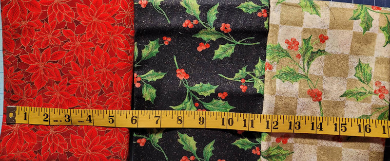 Happy Holly quilting Fabric bundle - 3 pieces, over 2 yards