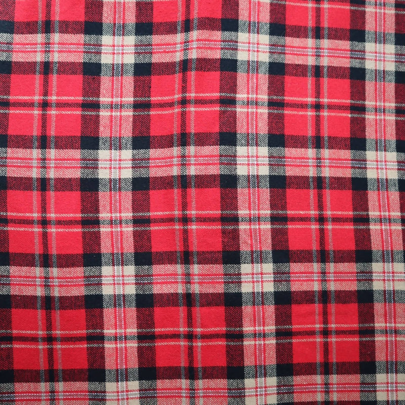 Red Plaid Brushed Cotton Flannel - 2.7 yds