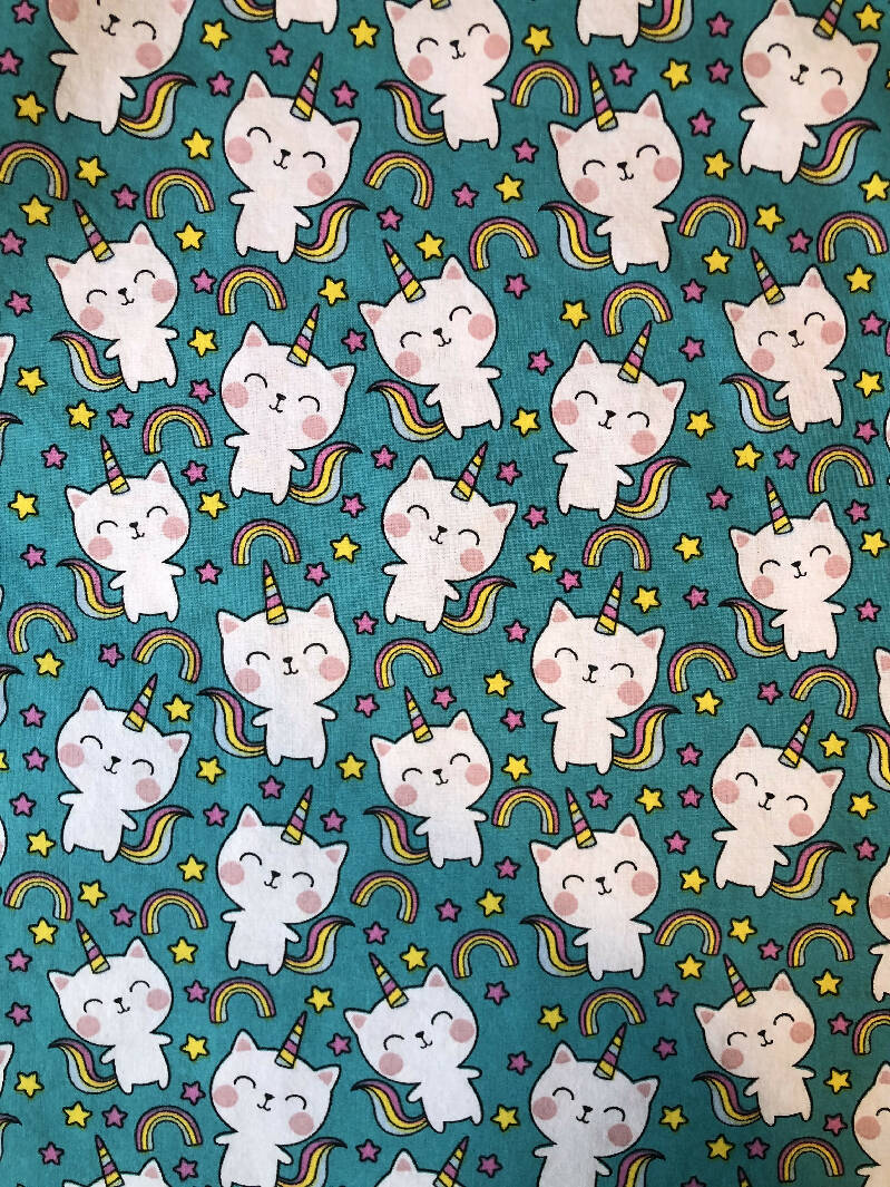 Unicorn Cats and Rainbows - 100% quilting cotton - 1.9 fat quarters