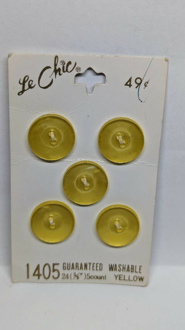 Le Chic Vintage Round Lemon Yellow Buttons 5/8" - set of 5