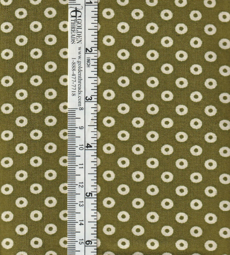 Fabric Dots White on Olive 2.17 yards