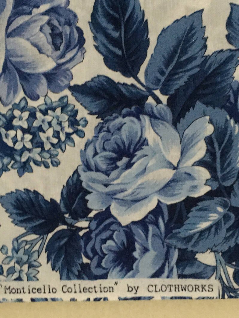 FABRIC Monticello Collection Blue Roses by Clothworks 1 yard