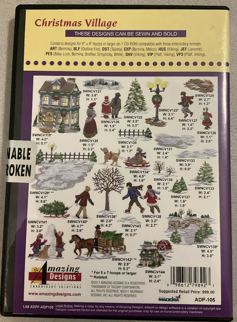 AMAZING DESIGNS Embroidery CD - Christmas Village