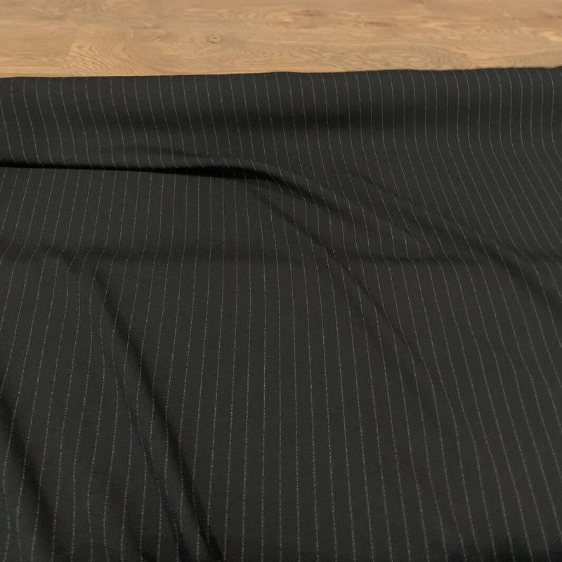 Black with Pinstripe Polyester Suiting - Yardage