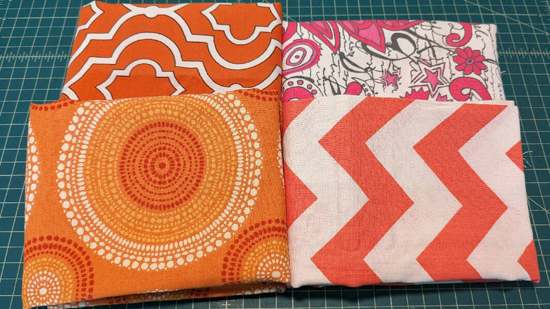 Pink and Orange Home Decor Woven Fabric Bundle - 4 pieces