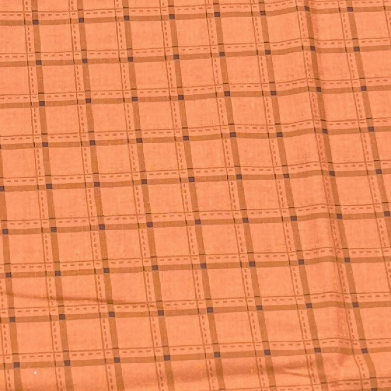 Orange Window Pane Print Cotton Woven - 1.5 Yds