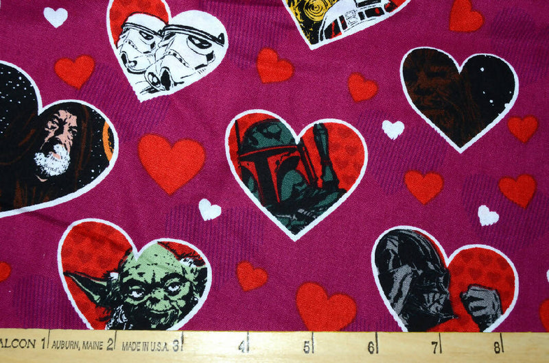 Star Wars Pink with Hearts 100% Quilting Cotton Fabric by the Yard