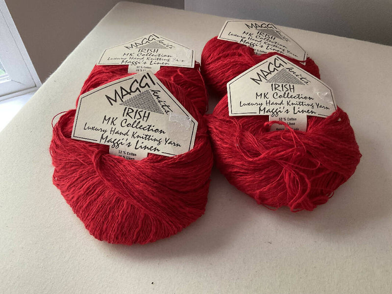 Maggi Knits Linen yarn, 4 balls, tomato red