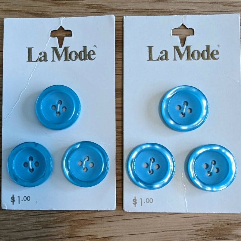 Vintage La Mode Turquoise3/4" Round Buttons - Lot of 6