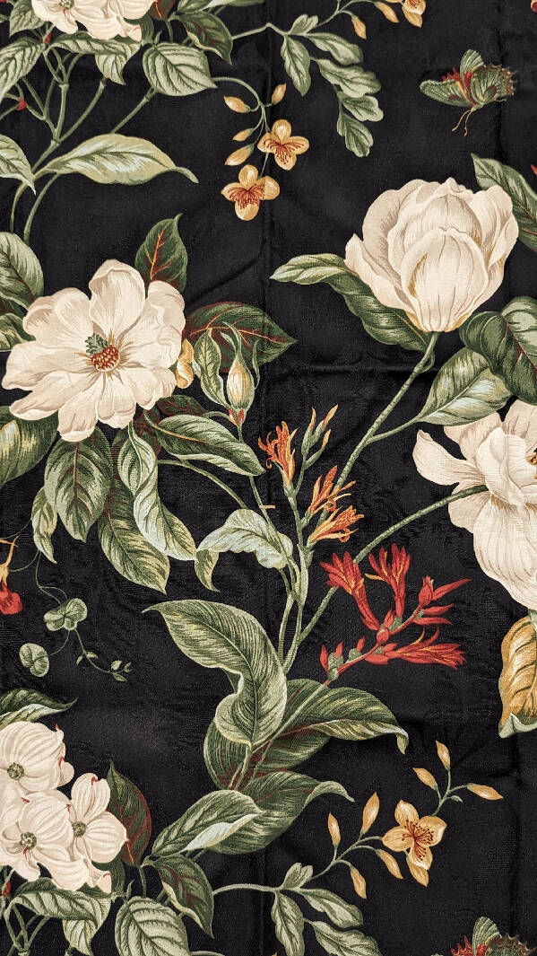 Garden Images Black/Multicolor Botanical Print Home Decor Woven Fabric 56"W - 1 yd