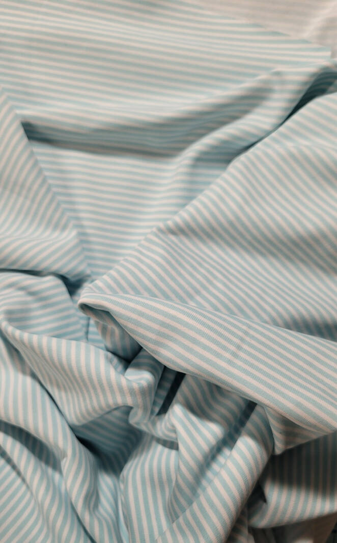 Blue/White Spandex Horizontal Stripe Knit - 2 yds