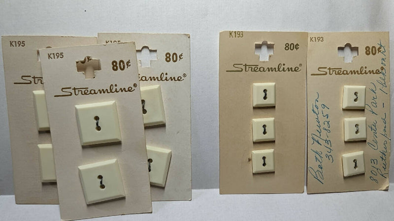 Vintage Streamline Off White Square Buttons - Lot of 12