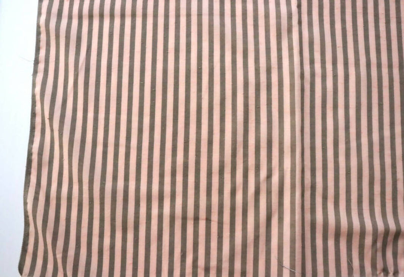5 Yards of 44in Wide Peach Pink and Taupe Gray Striped Lightweight Shirting Fabric