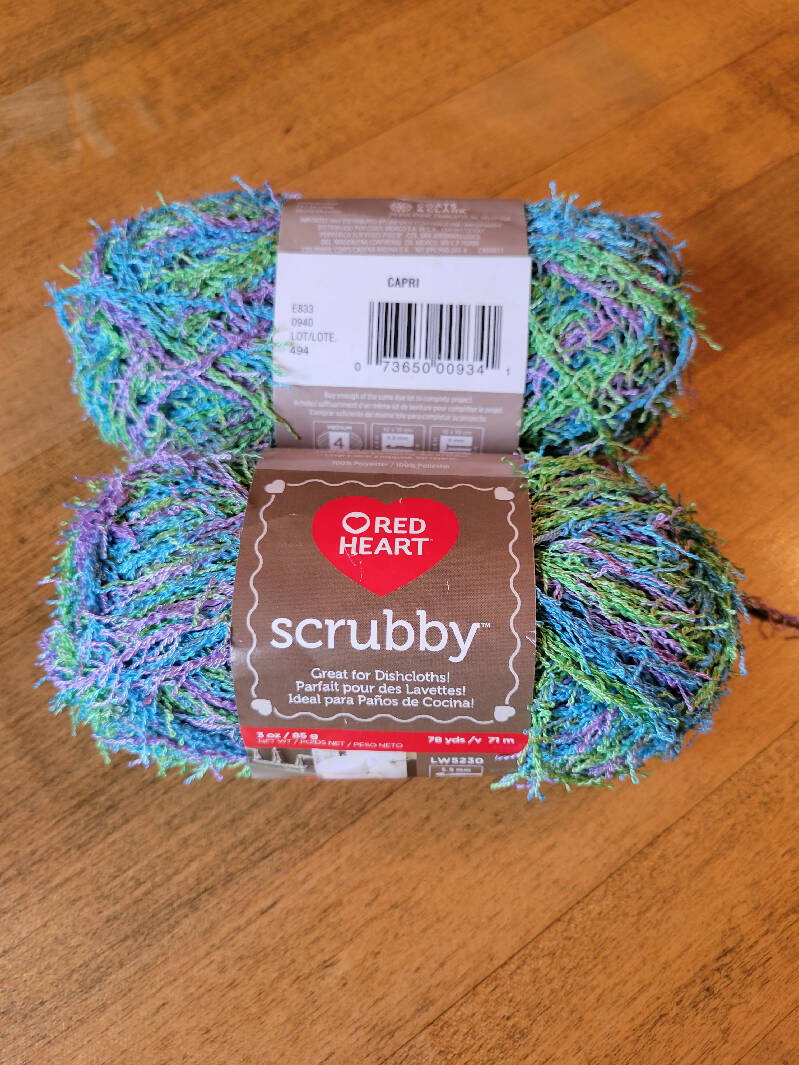 Red Heart Scrubby Yarn: Capri, 2 (3oz) skeins