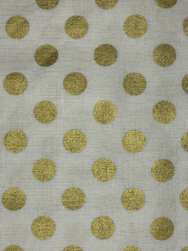 “Sparkle Gold Basics” by Riley Blake. 100% quilting cotton- Gold with white background