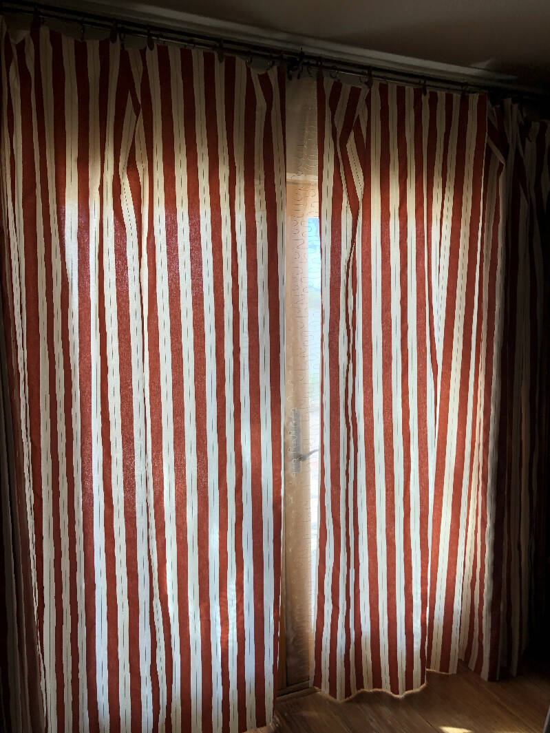 Rust and cream stripes home decor by the yard