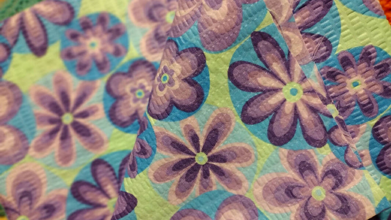 1 Yard Purple/Green/Blue Floral Seersucker Fabric