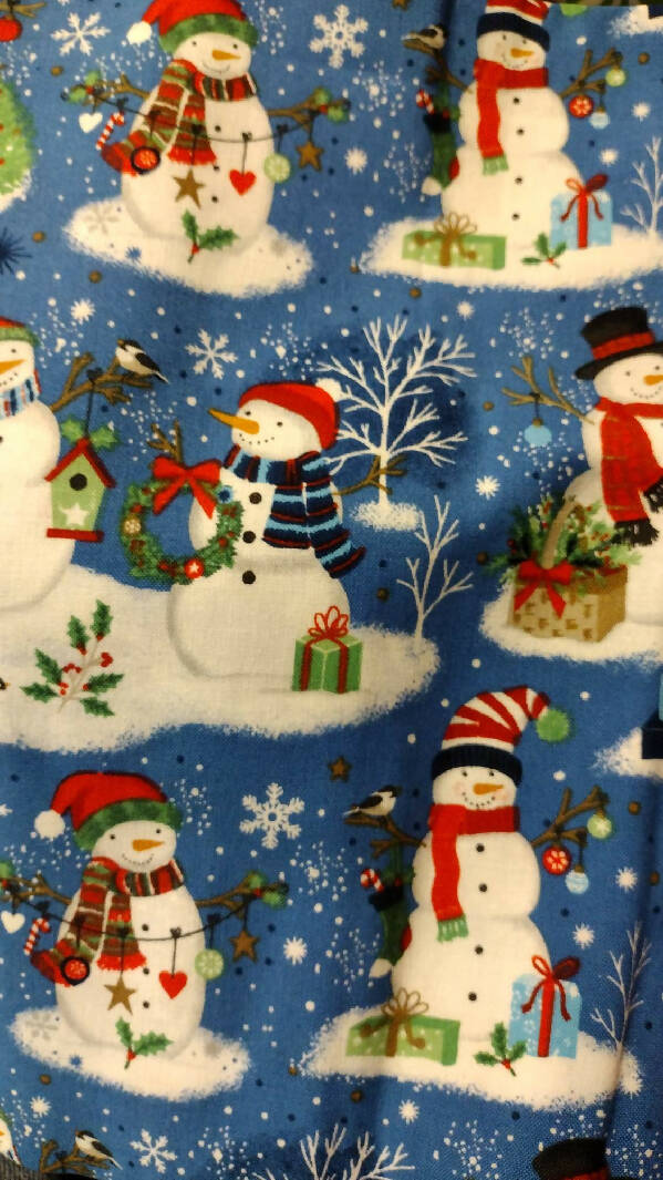 New/Unused Blue Snowman Friends Christmas Fabric 100% Cotton 31" x 44" 2018 Hobby Lobby 2018