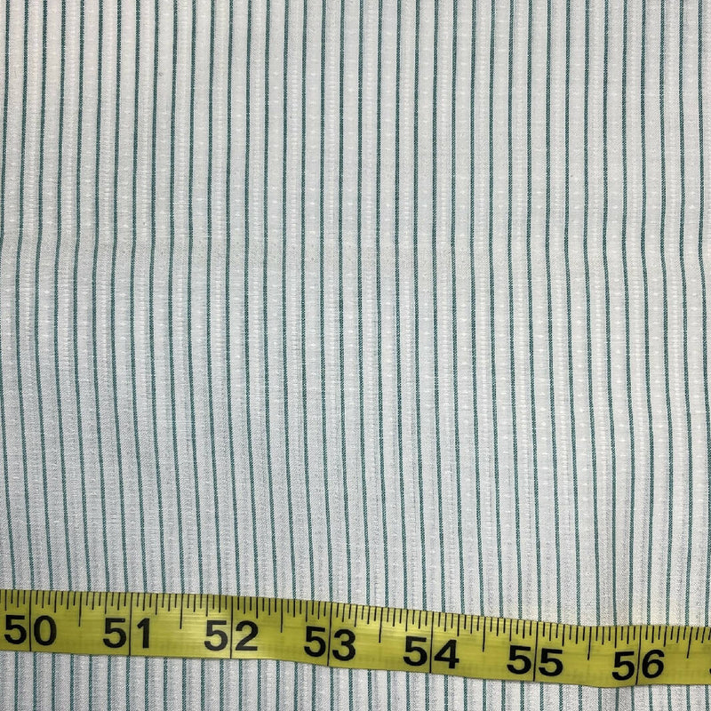Green and White Striped Synthetic Shirting - 1.5 Yds