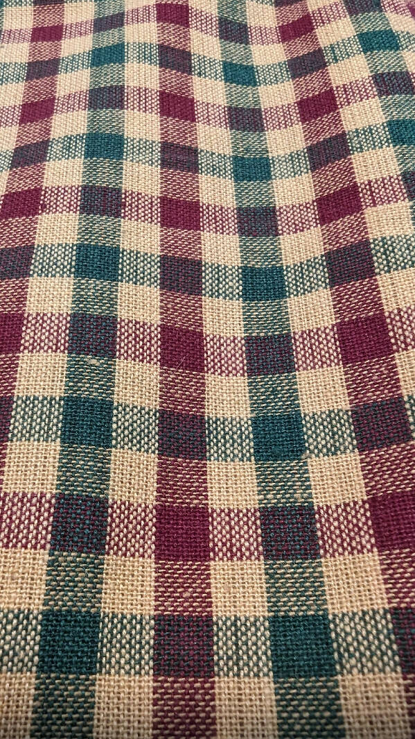 Forest Green/Maroon/Tan Checkered Yard Dyed Woven Fabric 44"W - 3 yds
