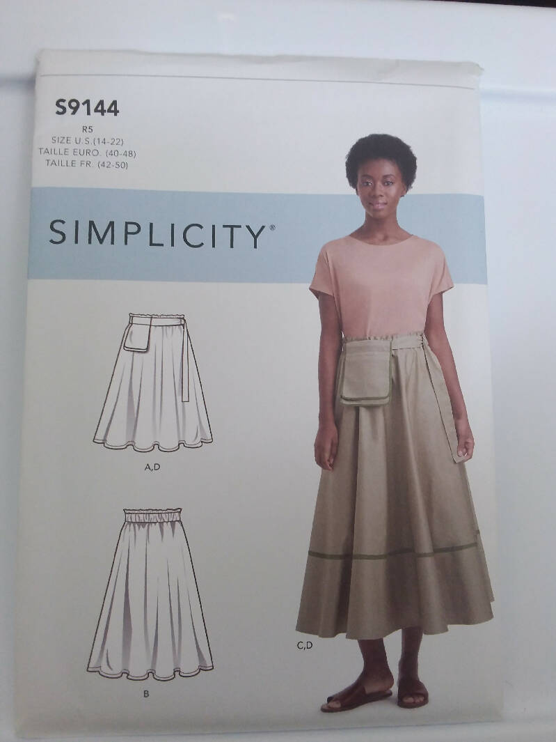 Simplicity 9144 Misses Circle Skirt in Three Lengths, Includes Pocket Belt. Size 14 - 22 Uncut