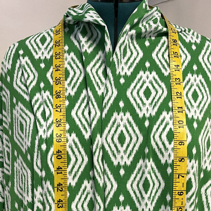 Green and White Geometrical ITY Polyester Knit - 3.25 Yds